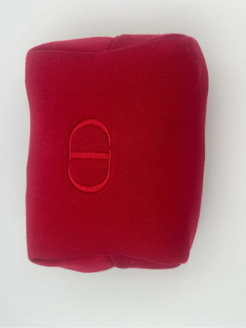 Christian Dior Red Velvet Zip Pouch with Silver Hardware